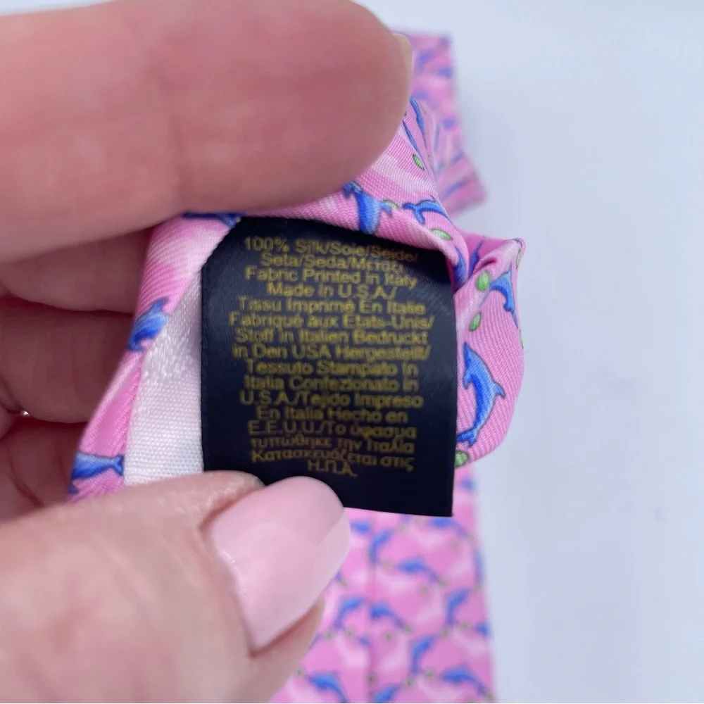 Brooks Brothers Boys Silk Dolphin Tie OS Pink/Blue